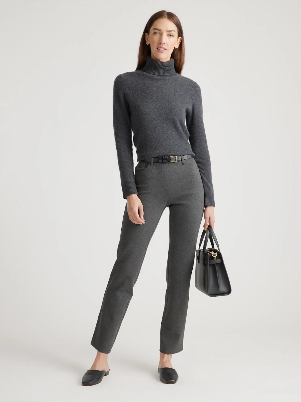Quince Pants Straight Leg Ultra Stretch Pocket Charcoal Gray Small S Tall